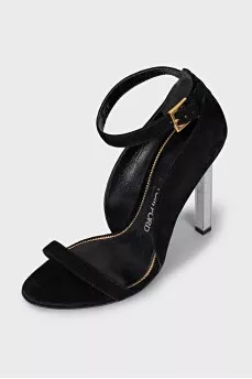 Suede sandals with mirror heels
