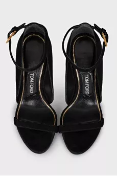 Suede sandals with mirror heels