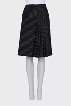 Wool skirt with pleated insert