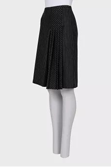 Wool skirt with pleated insert