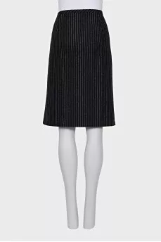 Wool skirt with pleated insert