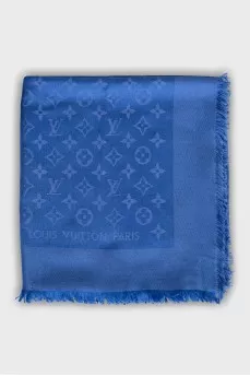 Blue scarf with signature pattern
