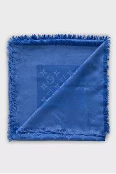 Blue scarf with signature pattern