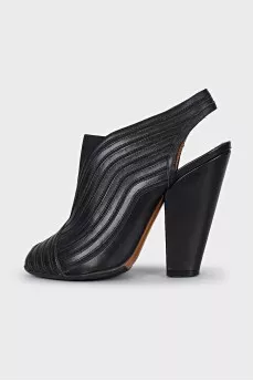 Black sandals with textile inserts