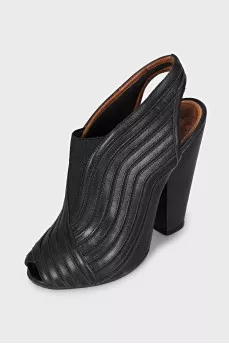 Black sandals with textile inserts