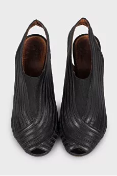 Black sandals with textile inserts