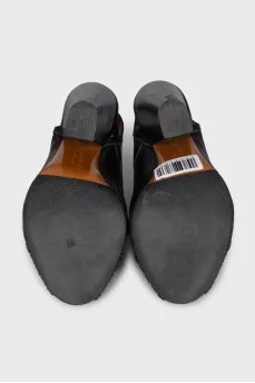 Black sandals with textile inserts