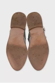Leather ankle boots with perforated heel