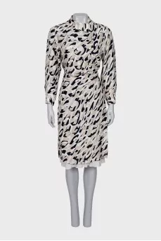 Silk Wrap Dress with Print
