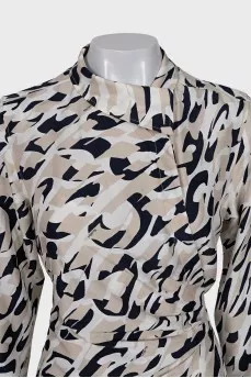 Silk Wrap Dress with Print