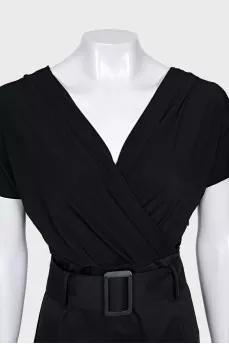 Fitted dress with translucent top