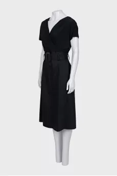Fitted dress with translucent top