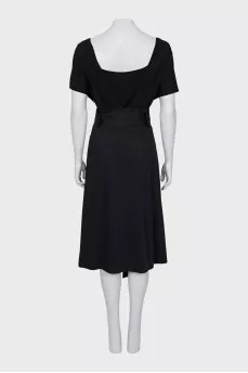 Fitted dress with translucent top
