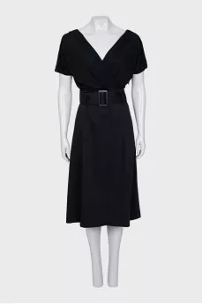 Fitted dress with translucent top