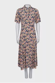 Floral Print Dress with Buttons