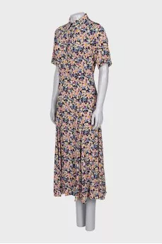 Floral Print Dress with Buttons