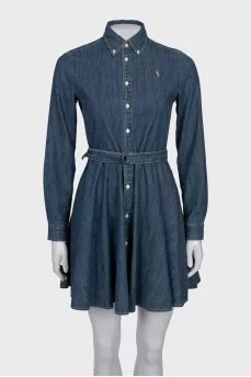 Fitted denim dress with buttons