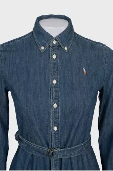 Fitted denim dress with buttons