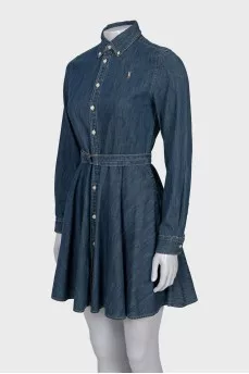 Fitted denim dress with buttons