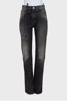 Wide jeans with decorative element