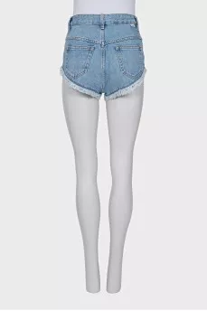 Denim Mini Shorts with Fringe