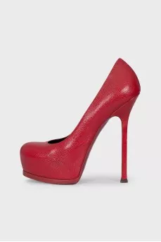 Red leather stiletto heels