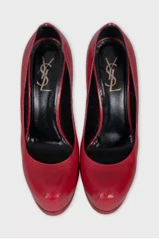 Red leather stiletto heels