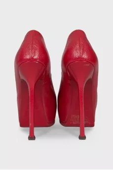 Red leather stiletto heels