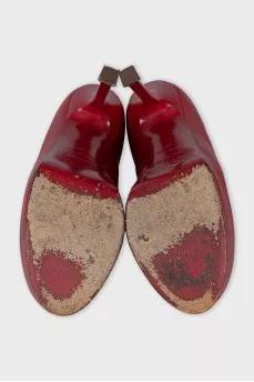 Red leather stiletto heels