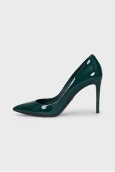 Patent leather green pumps