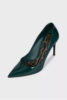 Patent leather green pumps