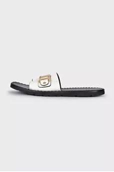 Slippers with metallic decor