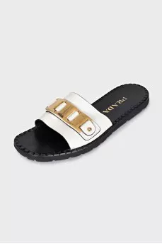 Slippers with metallic decor