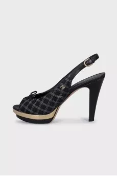 Textile slingbacks with bow