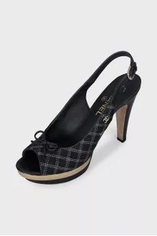 Textile slingbacks with bow