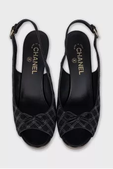 Textile slingbacks with bow