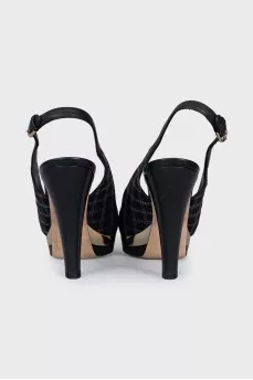 Textile slingbacks with bow