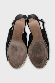 Textile slingbacks with bow