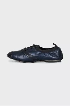 Blue sneakers with leather toe