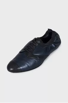 Blue sneakers with leather toe