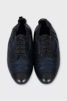 Blue sneakers with leather toe