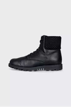 Men's leather boots with fur trim inside