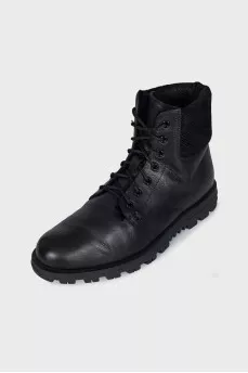 Men's leather boots with fur trim inside