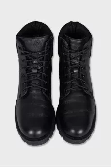 Men's leather boots with fur trim inside