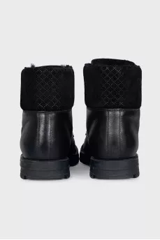 Men's leather boots with fur trim inside