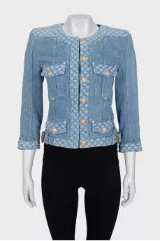 Denim jacket with gold hardware