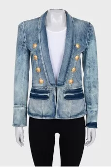 Double-breasted denim jacket