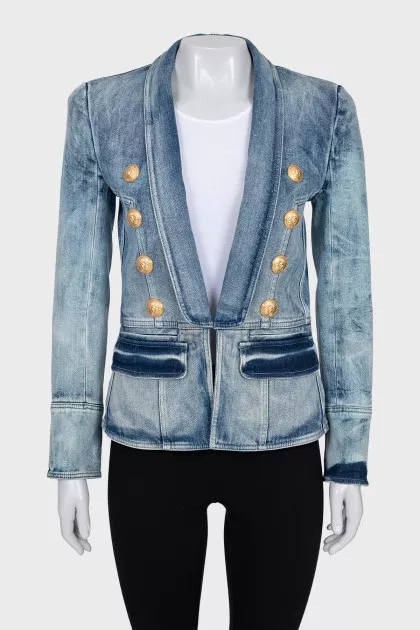 Double-breasted denim jacket