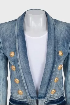 Double-breasted denim jacket