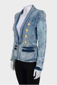 Double-breasted denim jacket